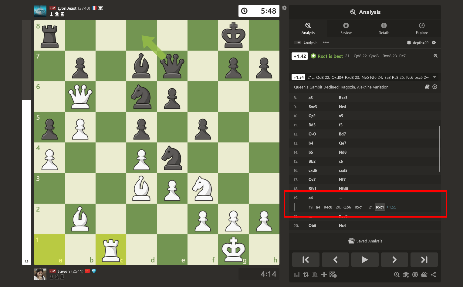 在 Chess.com 的分析页面上添加计算机建议的线路